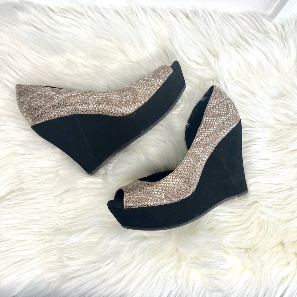 UGG Toura Snakeskin Print Peep Toe Platform Wedge